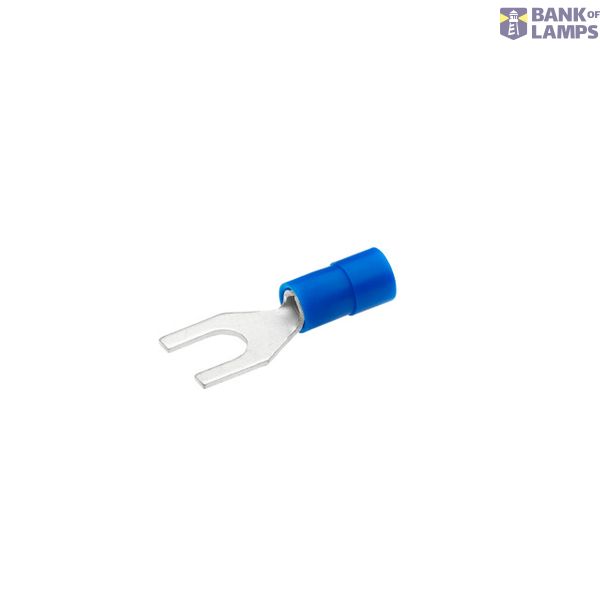 Insulated fork-type cable lug for crimping, blue, 1.5–2.5 mm², M6 image 1