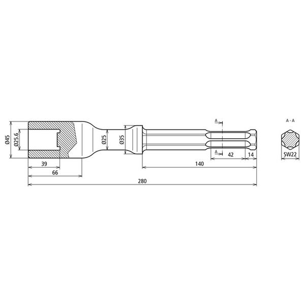 Hammer insert for tubular earth electrodes D 25mm L280mm for Hilti TE- image 2