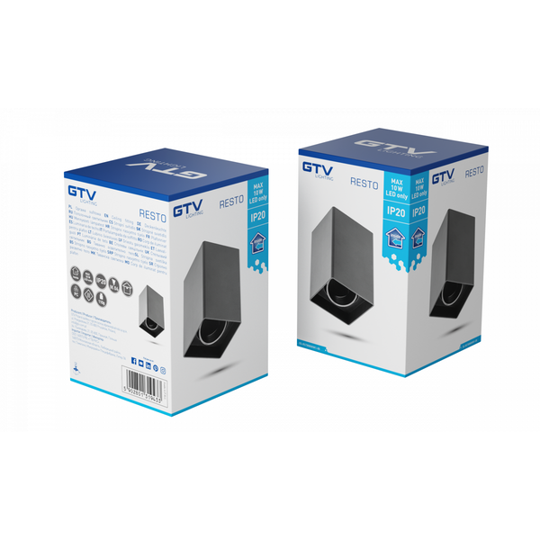 Ceiling luminaire housing RESTO, max. 10 W (LED ONLY), 80x80x125 mm, IP20, PC, black image 2