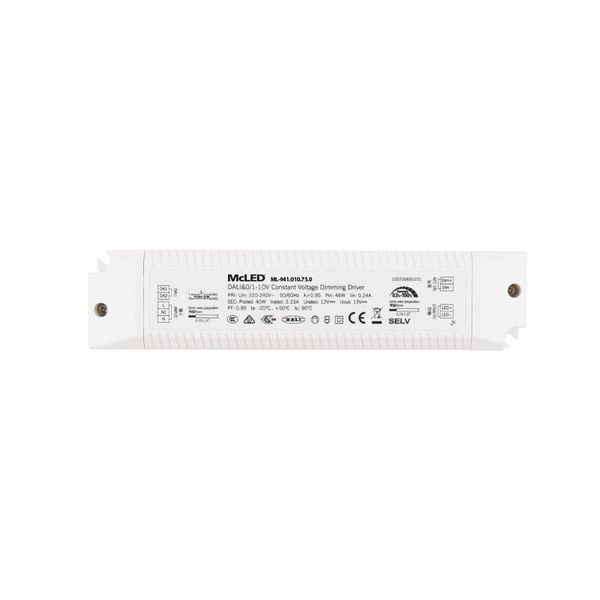 DALI dimmable source 40W, DC12V/3.35A, IP20, plastic image 1