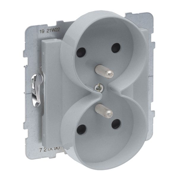 2X2P+E SOCKET FRENCH STANDARD AUTO TERMINALS SHUTTERED (SPECIFIC POLISH) ALU image 1