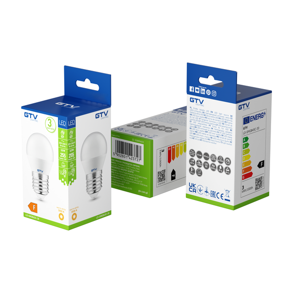 LED Bulb E27, B45, 3 W, 255 lm, 3000K, AC220-240V, 160° image 2