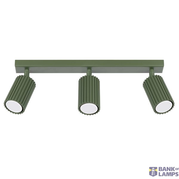 CEILING LAMP, MOVABLE SPOTLIGHTS ON A CARBON STRIP, GREEN AND OLIVE, 3XGU10 image 5