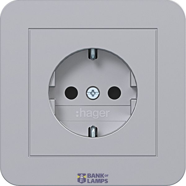 SCHUKO wall socket with cover, Safety Plus, plug-in class C.1 titanium image 1