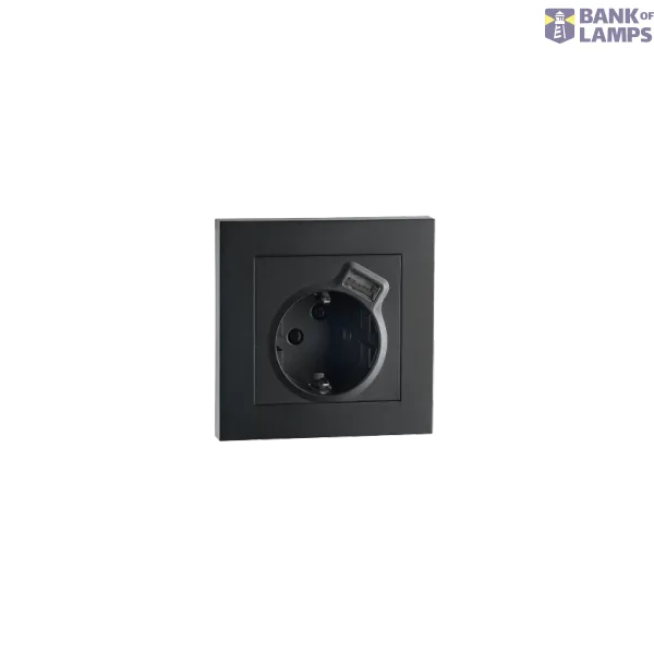 OUTLET F.M. SINGLE W/E+USB+A CHARGER 2,4A BLACK 6-PACK image 1