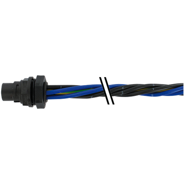 MQ15 male recept. front 600V AC type 3 PE-X-wires 4x2.5 UL 0.2m image 1