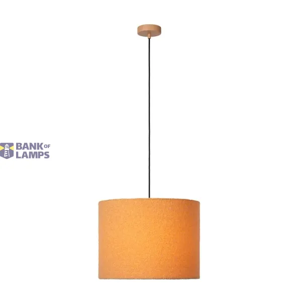 Lucide WOOLLY - Hanging lamp - Ø 40 cm - 1xE27 - Ocher yellow image 1