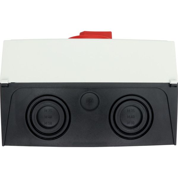P3-100/I5/SVB/HI11 Main switch, P3, 100 A, surface mounting, 3 pole, 1 N/O, 1 N/C, Emergency switching off function, With red rotary handle and yellow locking ring, Lock image 49
