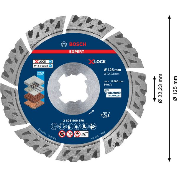 EXPERT MultiMaterial X-LOCK Diamond Cutting Disc 125 x 22.23 x 2.4 x 12 mm image 3