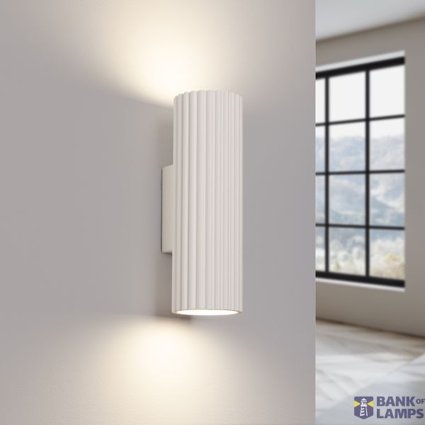 CARBON VERTICAL WALL LAMP WITH BEIGE MINIMALISTIC LAMPSHADE FOR DINING ROOM 2XGU10 image 10