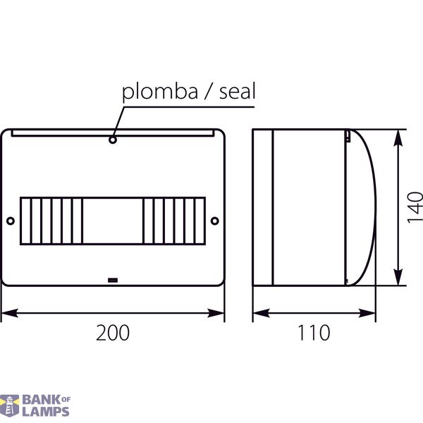 Surface-mounted distribution board - RM 9S (N+PE) with glass image 2
