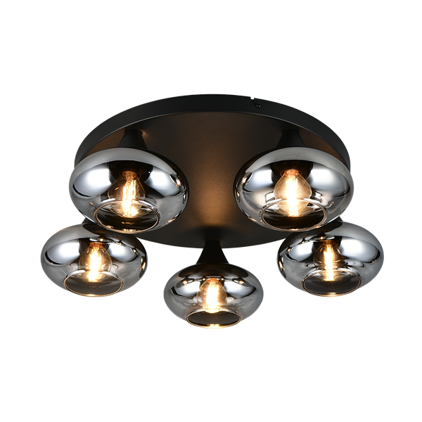 Divina ceiling lamp 5-pc E14 matt black/smoke image 1