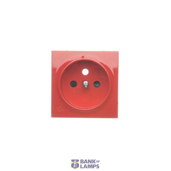 Cover for single socket outlet with earthing, anibacterial red image 1