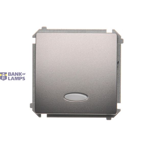Single contact push button illuminated without pictogram, LED not replaceable Color: blue, (module), 10AX, quick connection, Inox, metallized image 1