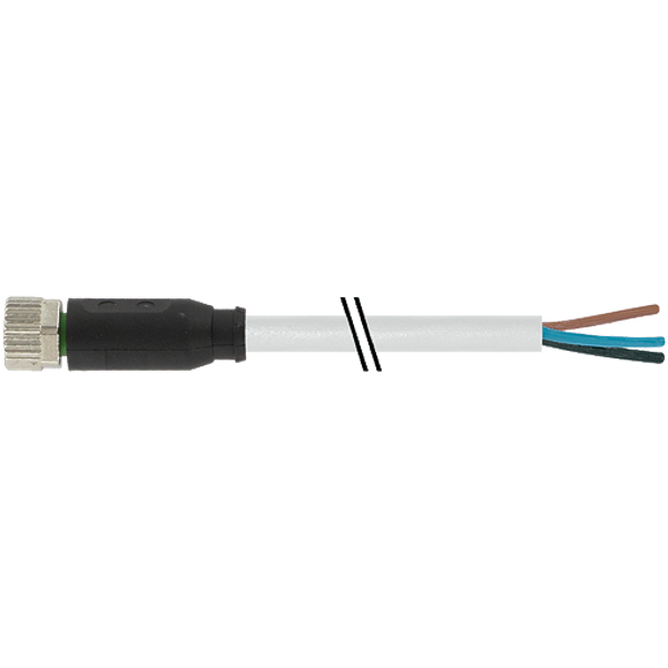 M8 female 0° A-cod. with cable PUR 3x0.25 gy UL/CSA+robot+drag ch. 20m image 1