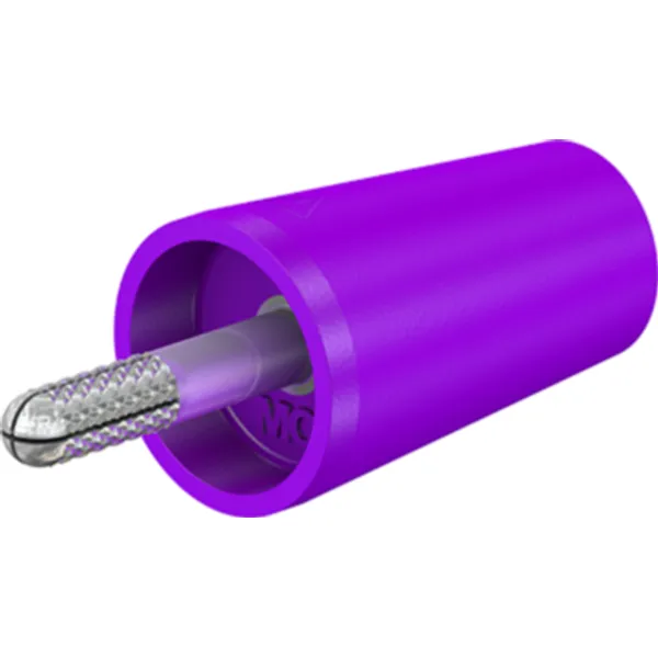Screw-clamping adapter, 4 mm plug, spreadable to 4 mm socket, purple, CAT II, 24.0161-26 image 1