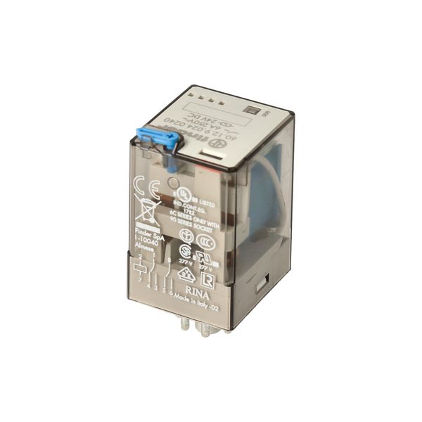 Rel. 2CO 6A/24VDC/Agni/Bifurcated contacts/Test button/Mech.ind (60.12.9.024.0240) image 5