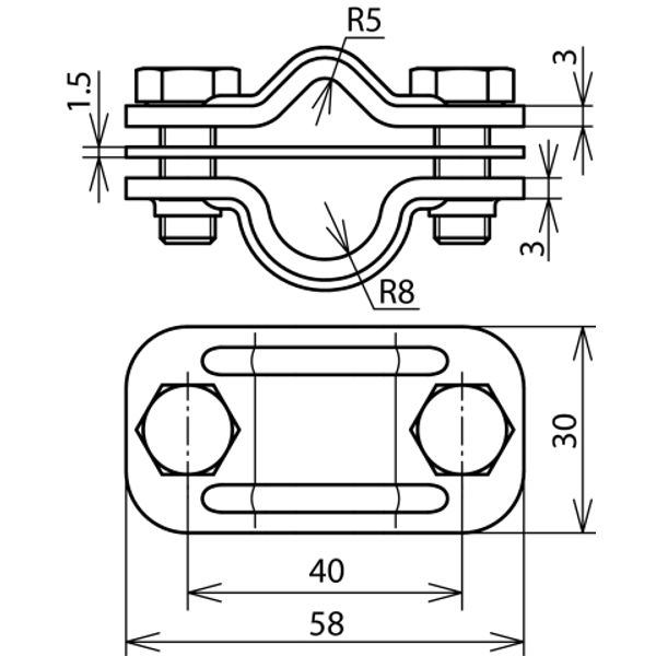 Bimetallic UNI disconnecting clamp Cu-St/tZn for Rd 8-10/16mm image 2