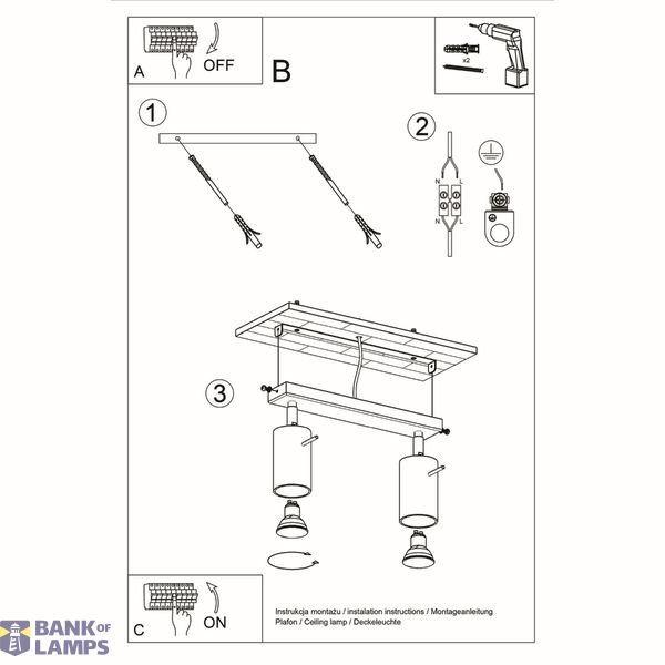 CEILING LAMP BERG 2 NATURAL WOOD GU10 2X40W IP20 image 4