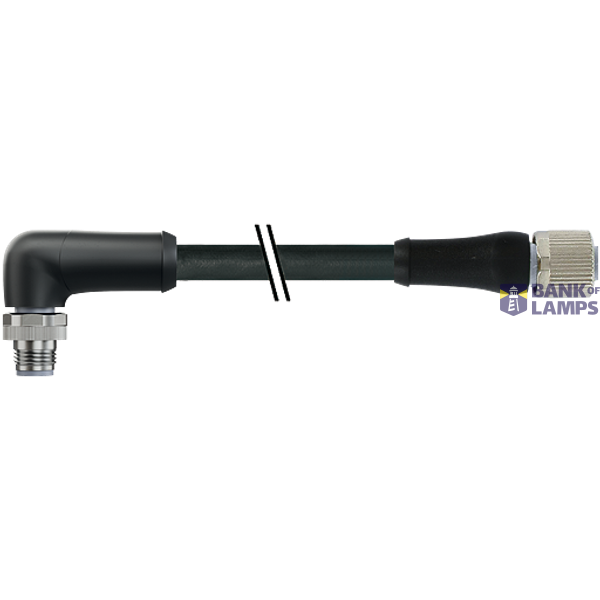 M12 Power male 90° / female 0° L-cod. PUR 5x1.5 bk UL/CSA+drag ch. 12m image 1