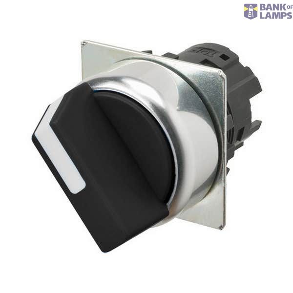 Selector A22NZ 22 dia., 2 position, NON-Lighted, bezel metal, auto reset on left, color black A2270462R image 1
