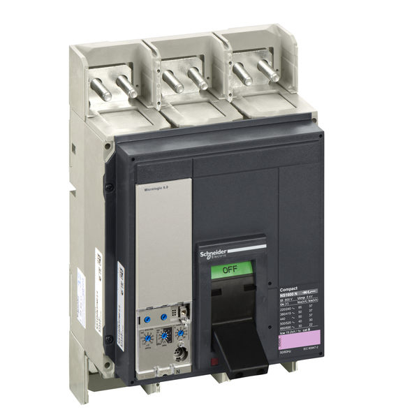 circuit breaker ComPact NS1600N, 50 kA at 415 VAC, Micrologic 5.0 trip unit, 1600 A, fixed,3 poles 3d image 4