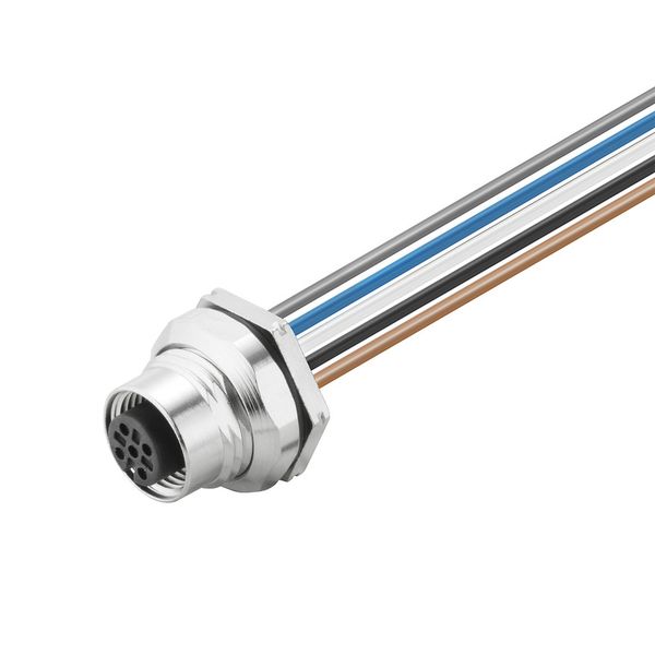 Built-in plugs, M12, Female socket, straight, Mounting thread: PG 9, Number of poles: 5, Strand / cable length: 2 m, Rear panel mounting image 1