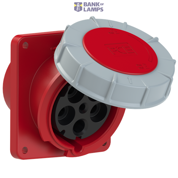 Angled panel socket 125A 5P 400V 6h IP66/67 image 1