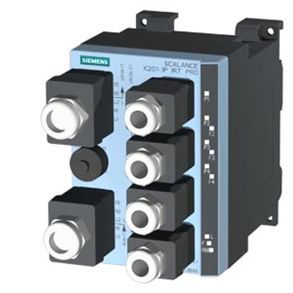 SCALANCE X201-3P IRT PRO, managed Layer 2 switch, 1x RJ45, 3x SCRJ, push-pull image 1