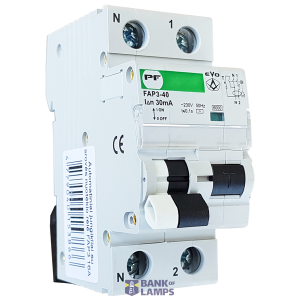 Residual current circuit breaker with over-current protection FAP3-40 1P+N C 20A 0.03A EVO image 1