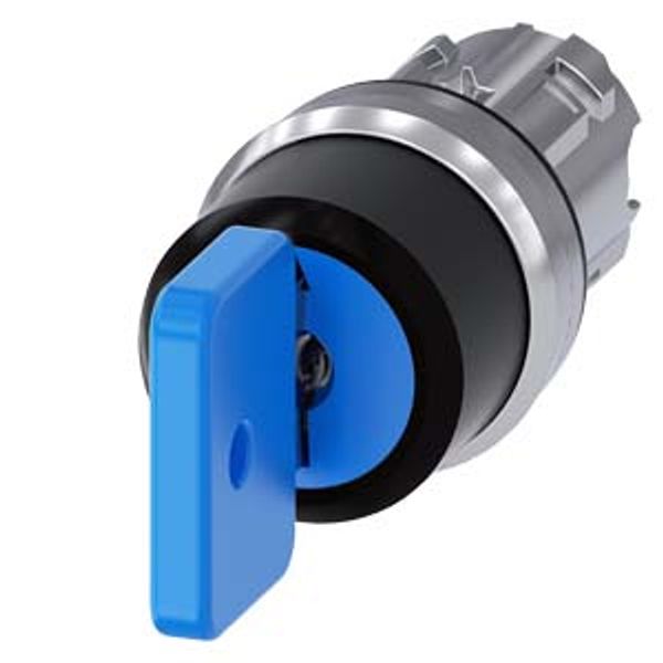 Key-operated switch O.M.R, 22 mm, round, metal, high gloss, blue, key removal O image 1
