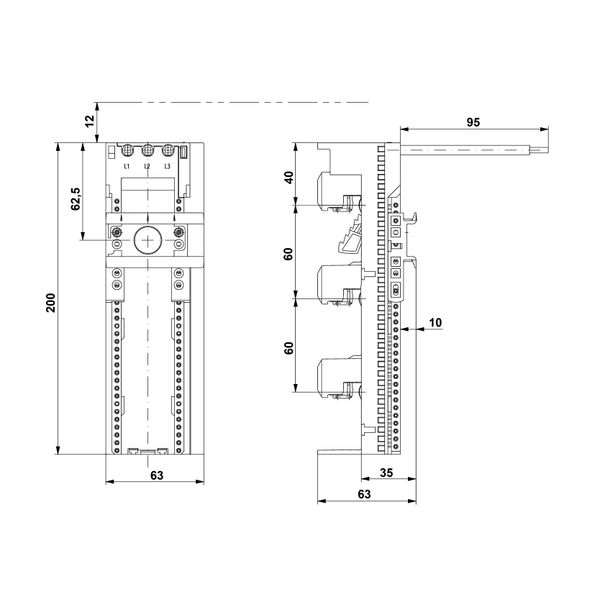 Busbar- adapter 63A 63mm 1 RAIL (The price is shown without markup on metals. Request a quote for accurate information) image 3