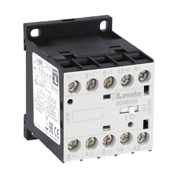 Three-pole contactor, IEC operating current Ie (AC3) = 6A, AC coil 50/60Hz, 110VAC, 1NO auxiliary contact image 1