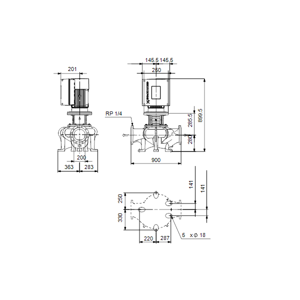 In-line circulator pump TPE 200-50/4-A-F-A-BQQE 3X400 50Hz image 3
