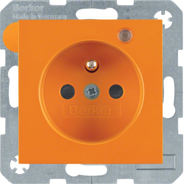 Front 2P+PE socket with LED, S.1/B.3/B.7 orange, glossy image 1