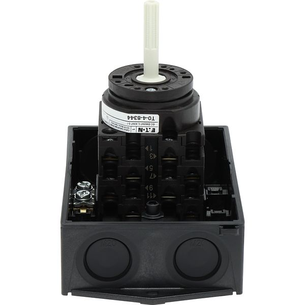 T0-4-8344/I1/SVB Main switch, T0, 20 A, surface mounting, 4 contact unit(s), 8-pole, Emergency switching off function, With red rotary handle and yellow locking ring, image 47
