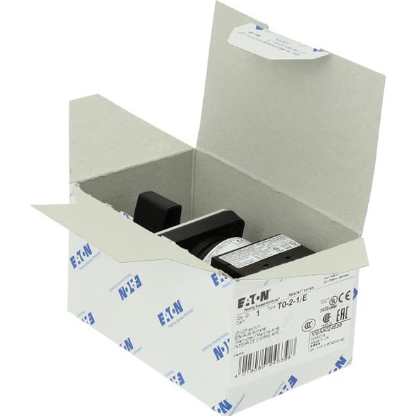T0-2-1/E On-Off switch, T0, 20 A, flush mounting, 2 contact unit(s), 3 pole, with black thumb grip and front plate image 6