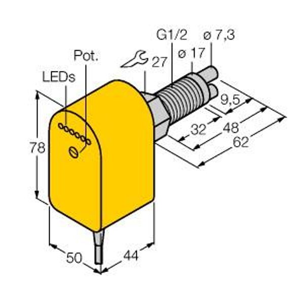 Flow Monitoring Immersion Sensor with Integrated Processor   FCS-GL1/2A2P-VRX/24VDC/A image 1