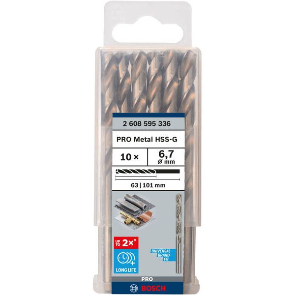 Metal drill bits HSS-G, DIN 338 6,7 x 63 x 101 mm 10 pcs. image 1