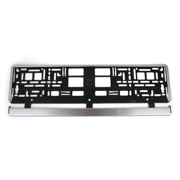 License Plate Frame - silver brush image 1