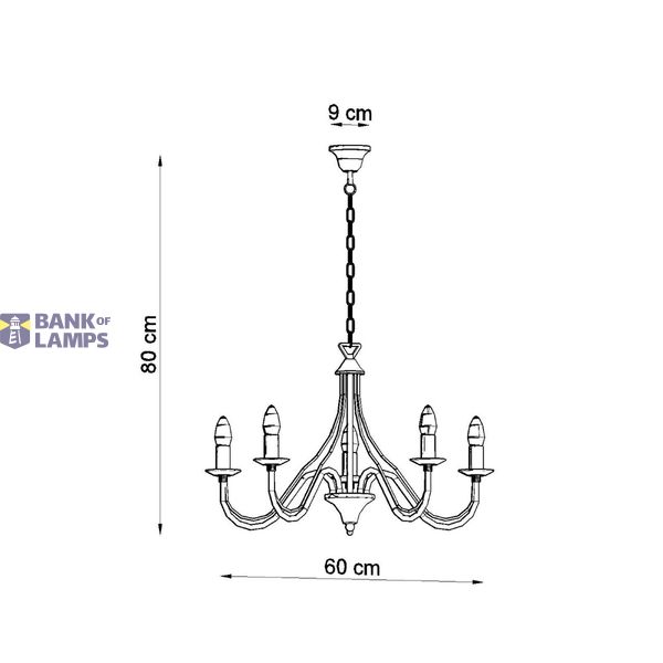 MINERVA CHANDELIER 5 BLACK E14 5X40W IP20 image 3