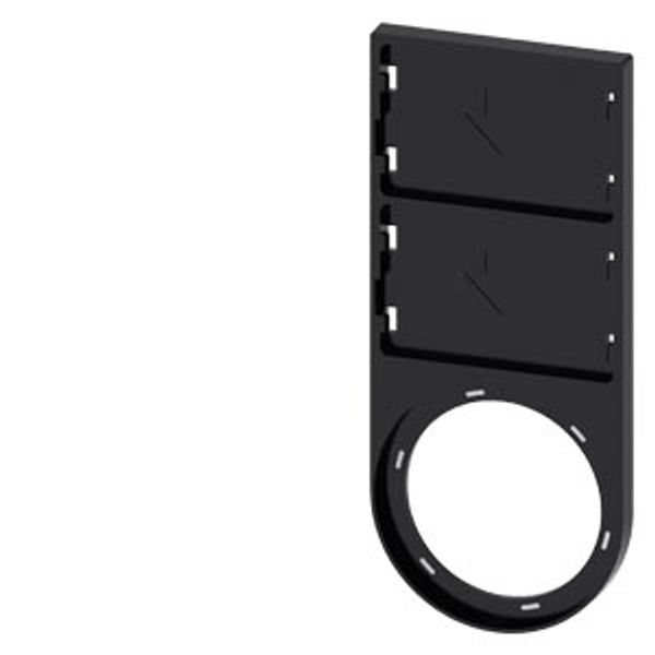 Label holder, flat, black, for 2 labelling plates 17.5x27 mm, for snapping on image 1