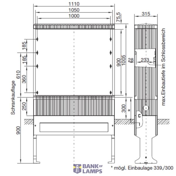 Polyester distribution box, size 2/1005 with rail system, 1005x1110x315mm image 3