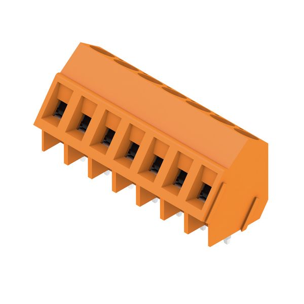 Printed circuit board terminals, 5.00 mm, Number of poles: 7, 135°, Solder pin length (l): 3.5 mm, tinned, orange, Clamping yoke connection, Clamping range, max. : 2.5 mm², Box image 2