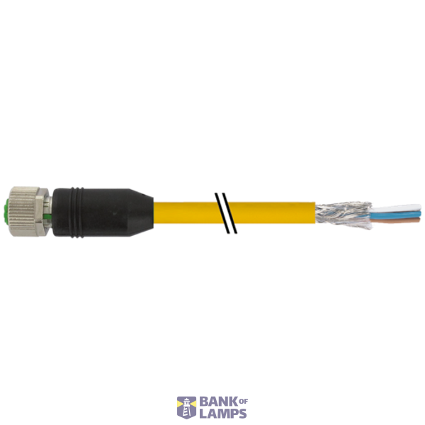 M12 female 0° A-cod. with cable shielded PUR 5x0.34 shielded ye UL/CSA image 2