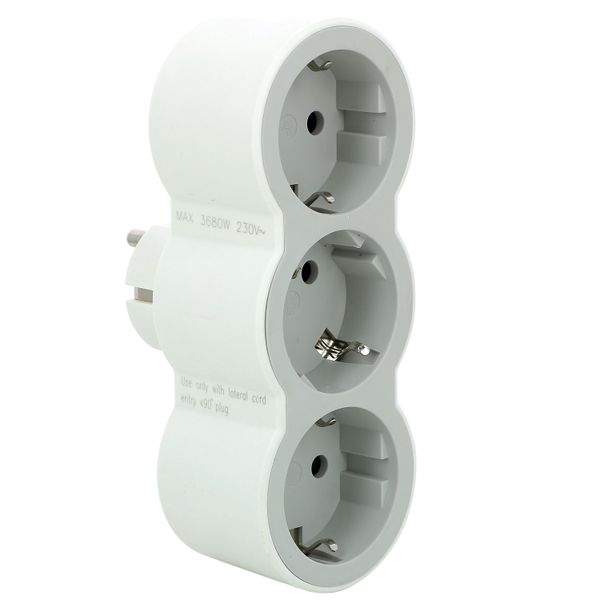MOP STD SCH 2P+E 16A 3 FRONT OUTLETS WHITE/GREY image 1