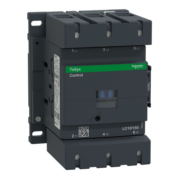 IEC contactor, TeSys Deca, nonreversing, 150A, 100HP at 480VAC, up to 100kA SCCR, 3 phase, 3 NO, 208VAC 50/60Hz coil, open image 1
