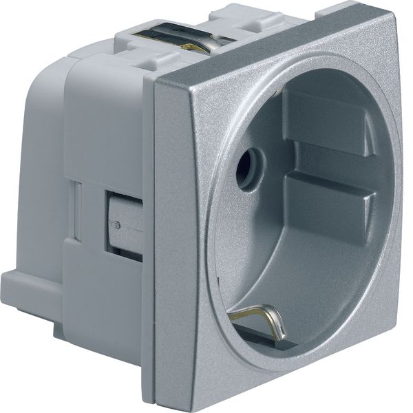 Systo Socket SCHUKO 16A screwless with childprotection Alu image 1