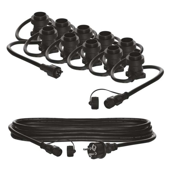Interconnecting light chain for 10x E27 bulbs, START SET, 7.35 m, outdoor and indoor image 1