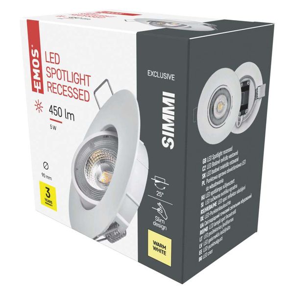 LED Spotlight SIMMI white, round, 5W warm white image 1